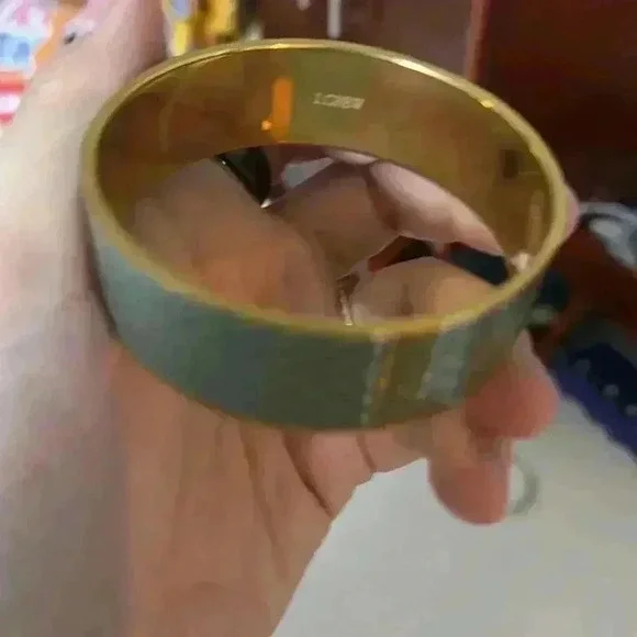 J crew bangle bracelet gold and green - Picture 2 of 4